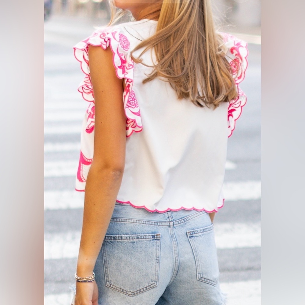 THML White Blouse with Pink Embroidery - Picture 6 of 6
